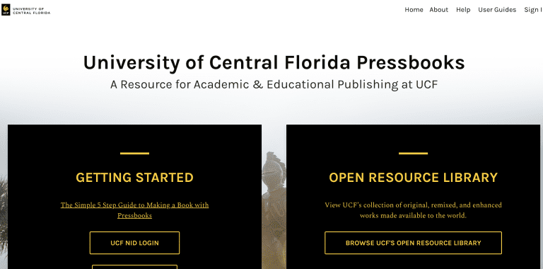 University of Central Florida Pressbooks homepage
